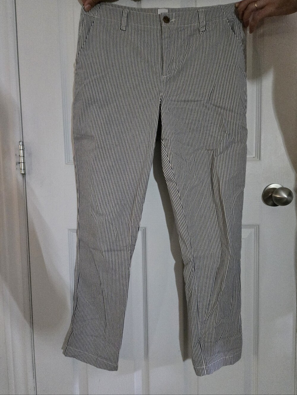 GAP Women's Straight Leg Pinstripe Pants - Blue & White